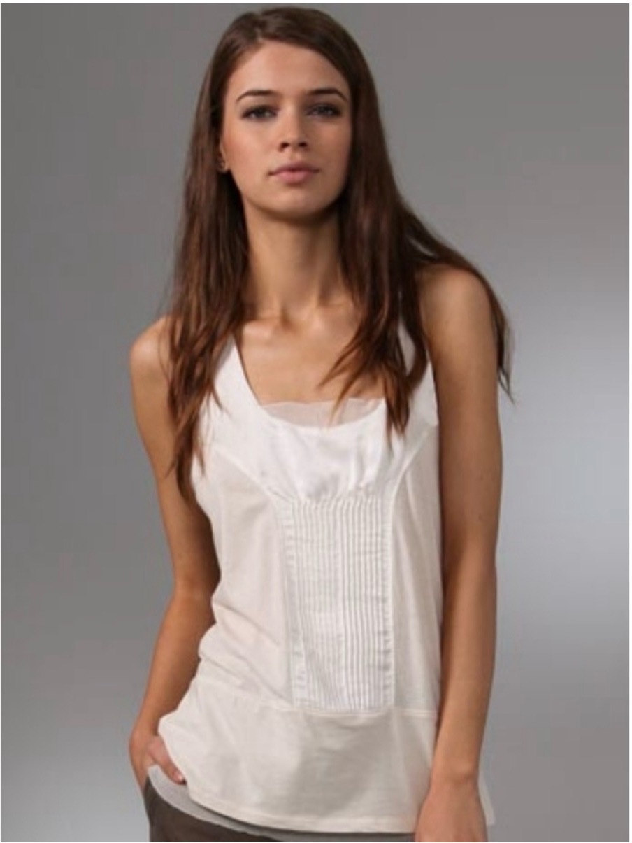 Club Monaco Samarie Silk & Cotton Tank Top In Cream Ivory - Size M